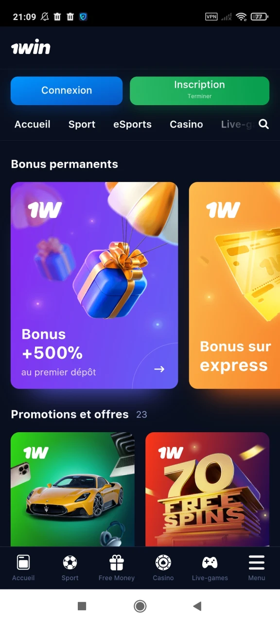 1win offre des bonus.