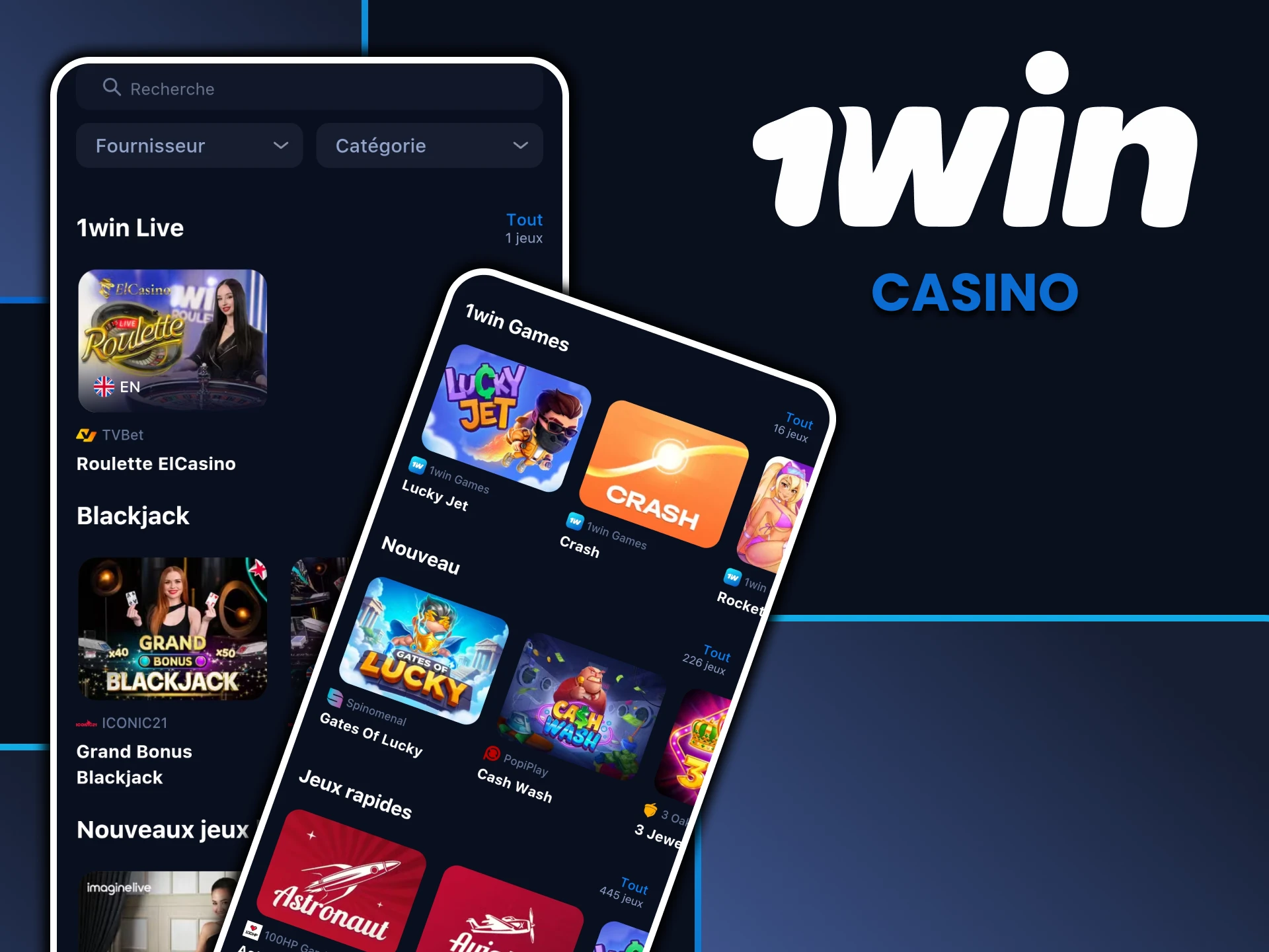 Jouez au casino dans l'application 1win.