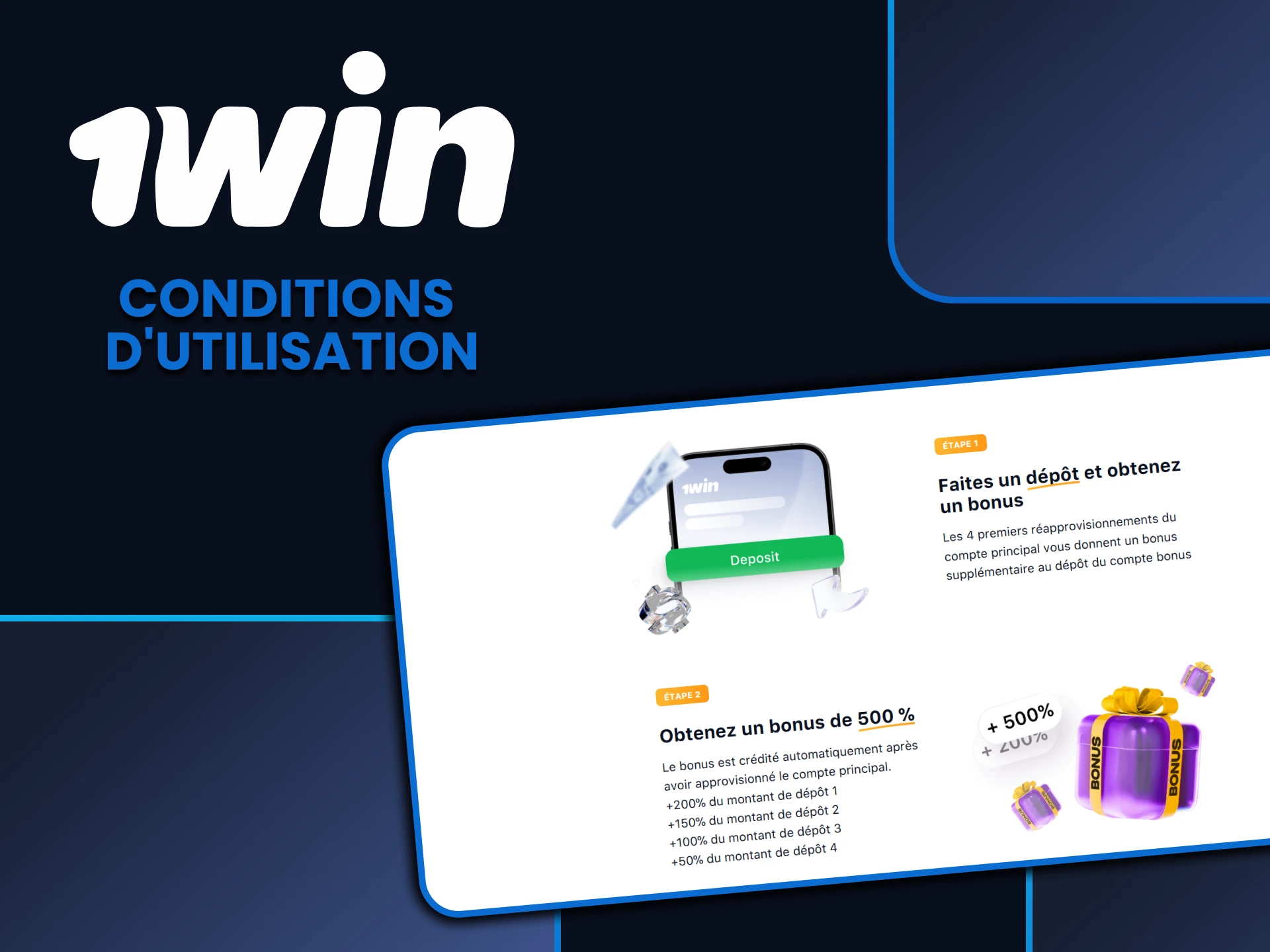 Assurez-vous d'étudier les conditions des bonus 1win.