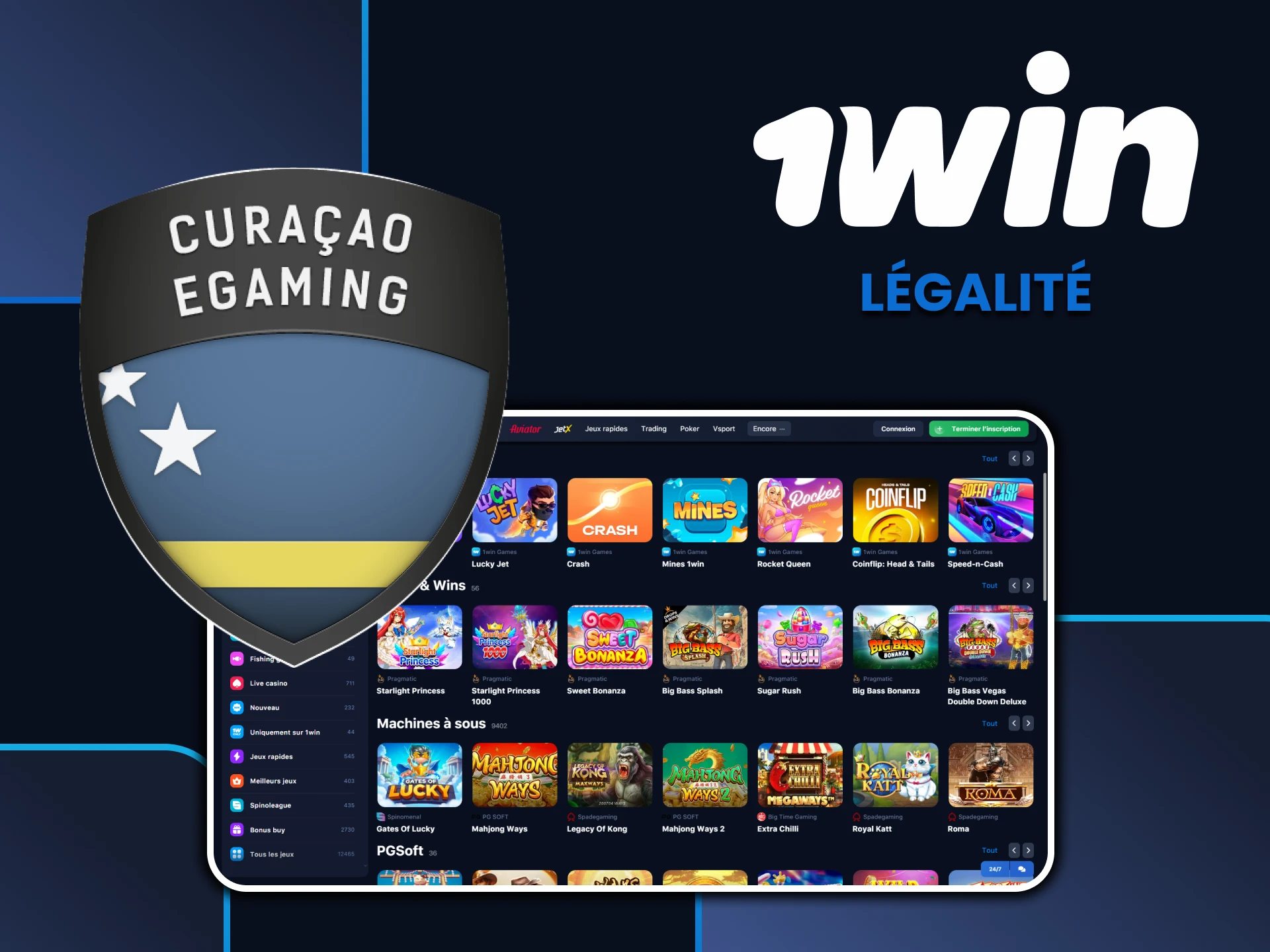 Les jeux de casino de 1win sont légaux.
