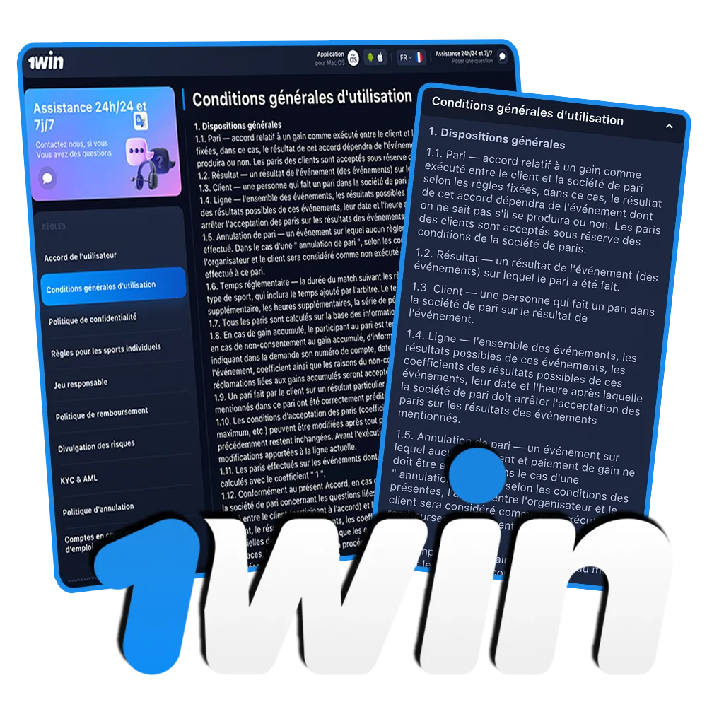 Consultez les conditions générales avant de jouer sur 1Win.