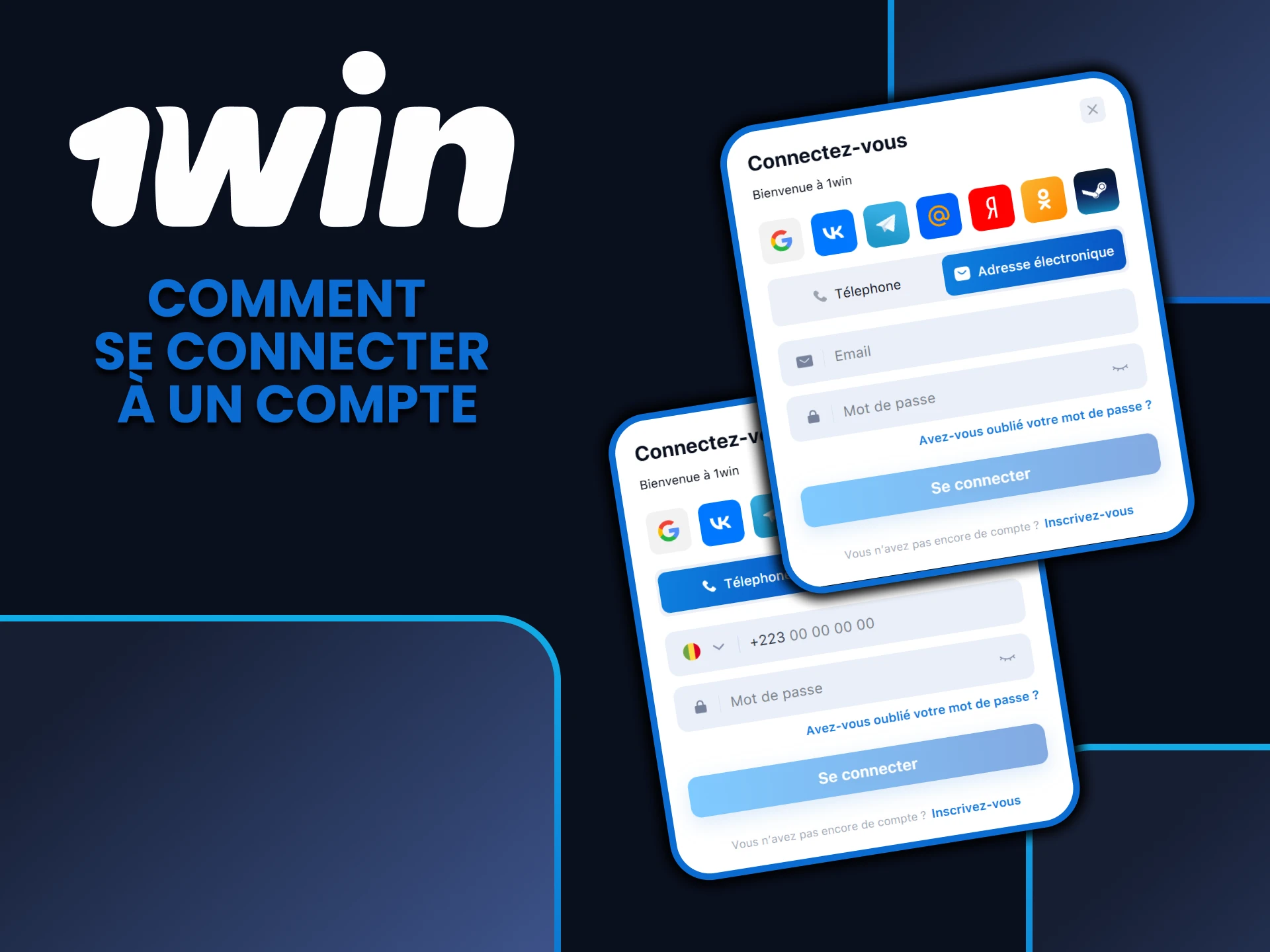 Choisissez un moyen pratique pour vous connecter à votre compte personnel 1win.