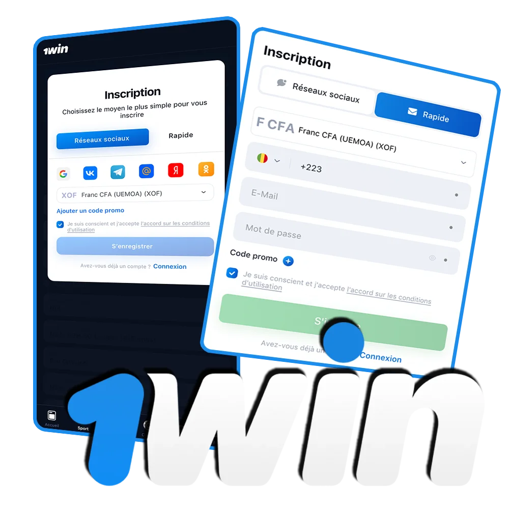 Créez votre compte et inscrivez-vous facilement sur 1Win.