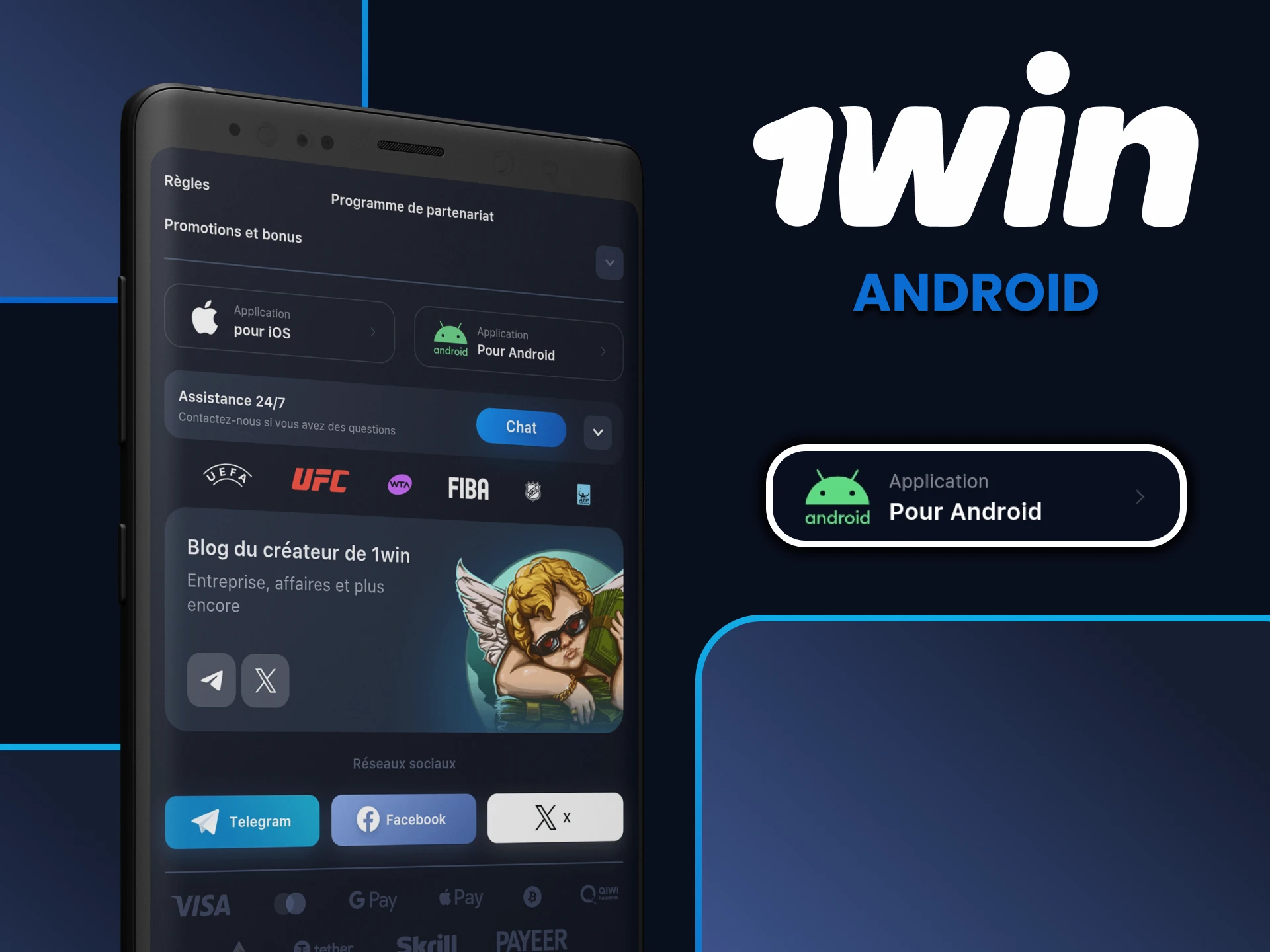 Téléchargez l'application 1win pour Android.