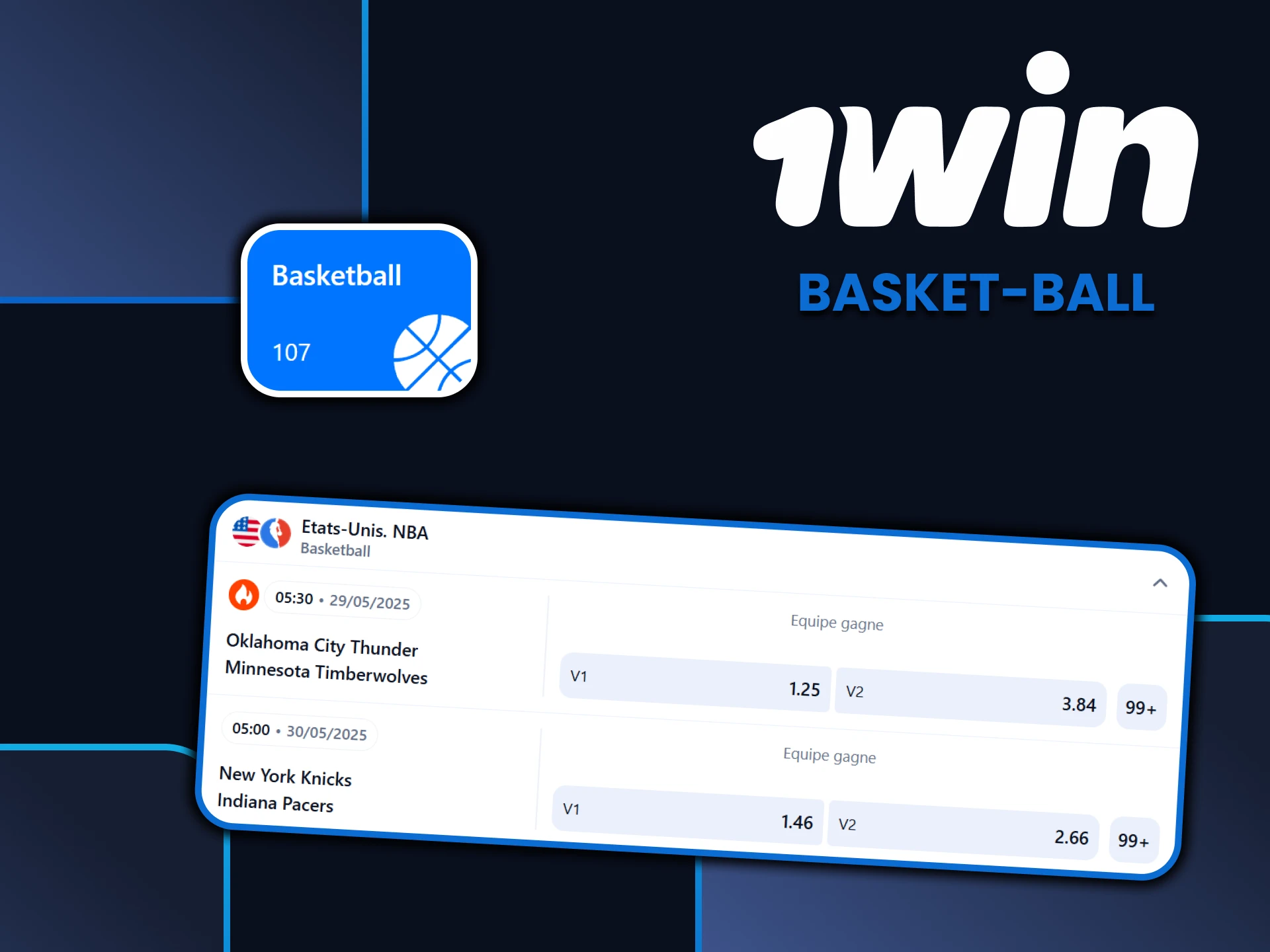 Dans la section sports, vous pouvez parier sur le basket-ball de 1win.