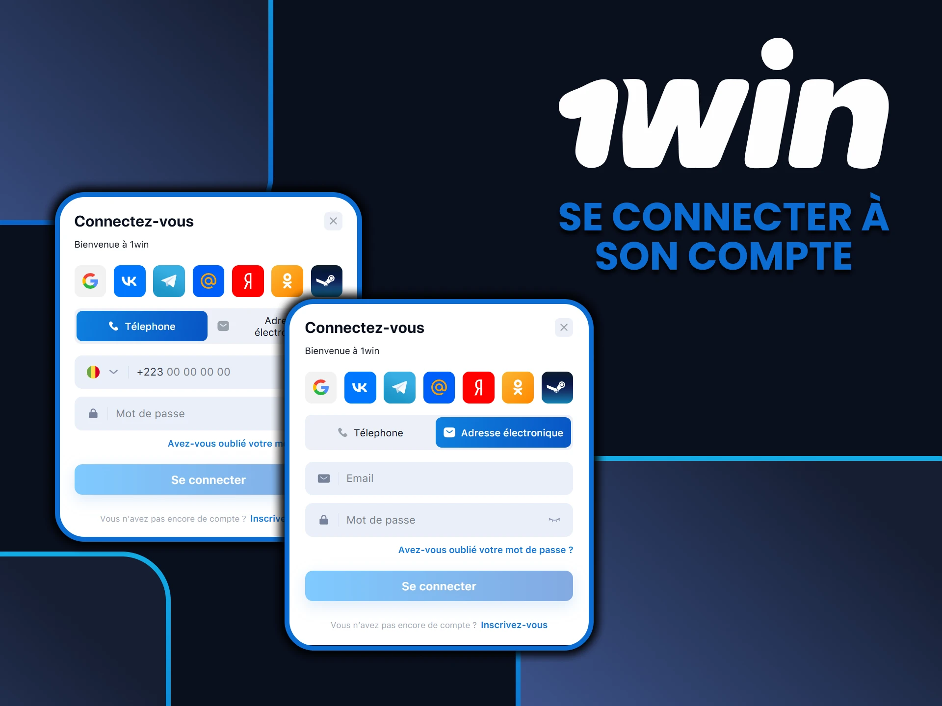 Connectez-vous à votre compte personnel sur le site 1win.
