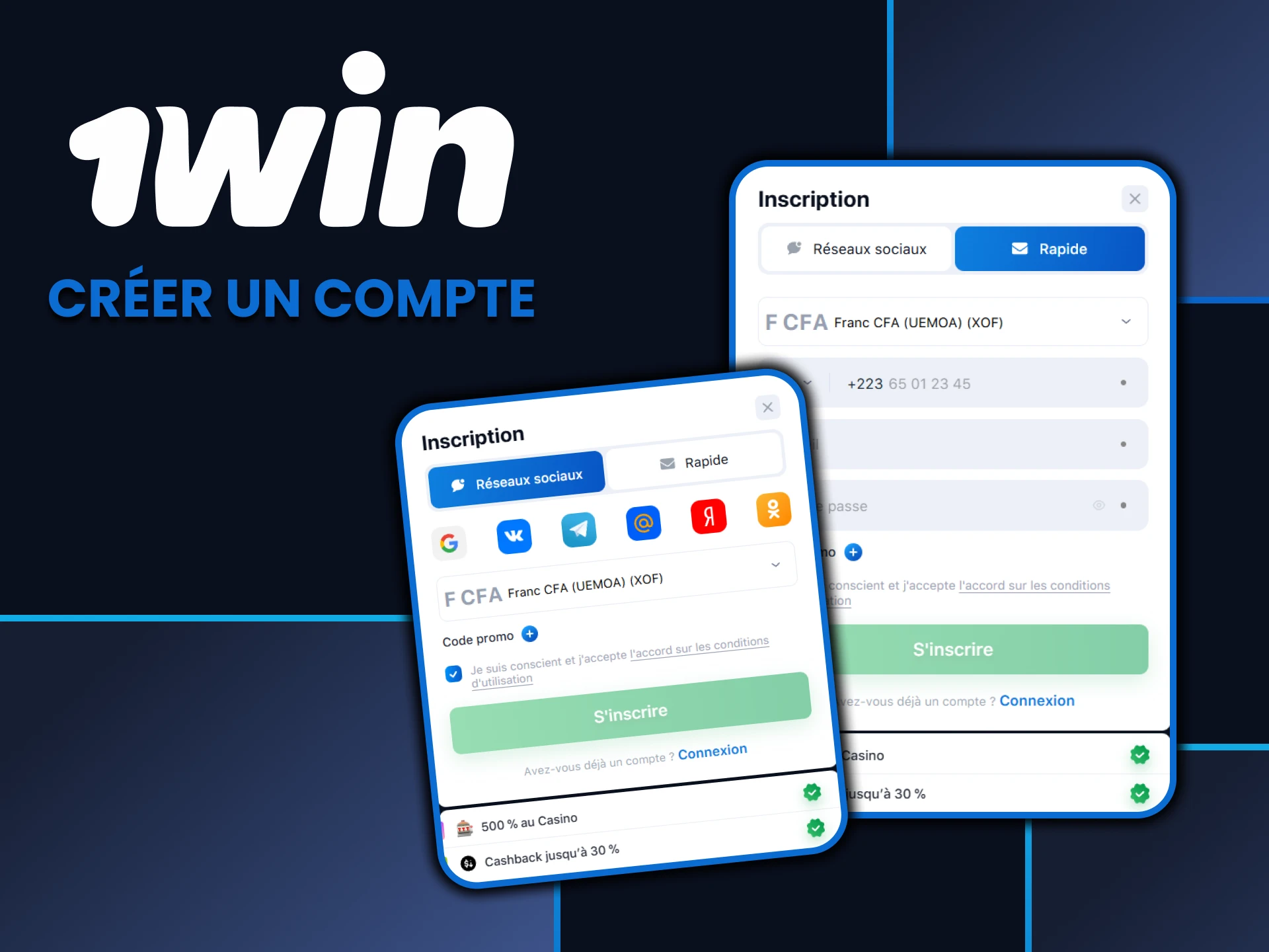 Nous vous expliquerons comment créer un compte sur 1win.