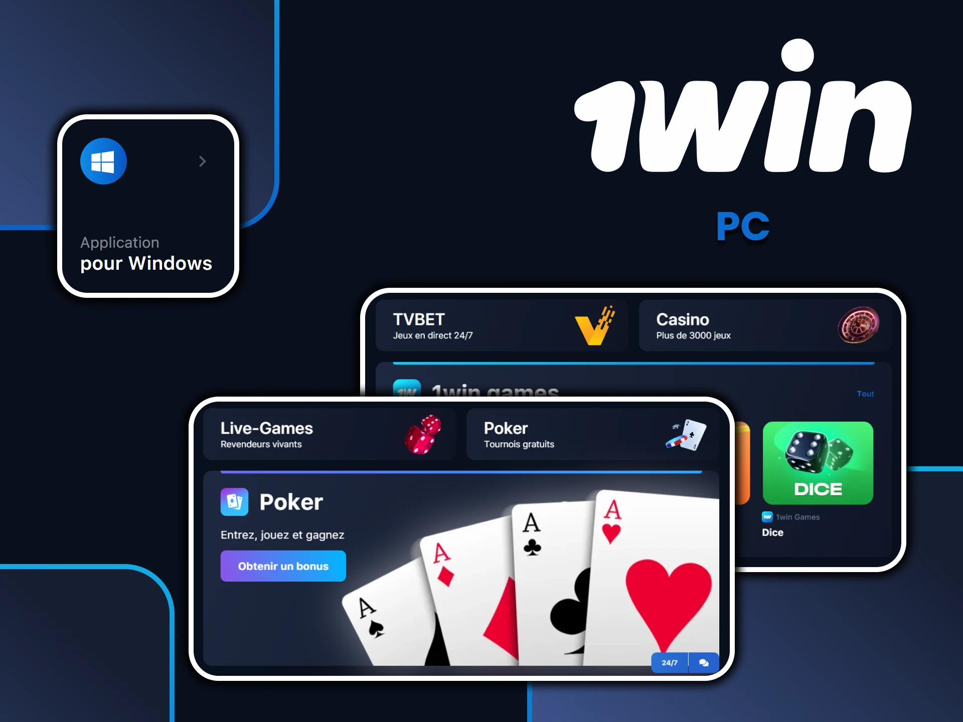 Utilisez le PC pour parier et jouer à des jeux sur 1win.