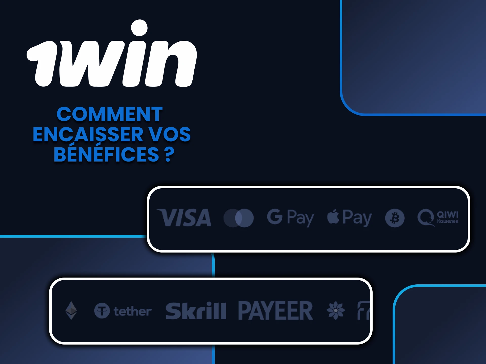 Vous pouvez retirer les bénéfices du programme d'affiliation 1win de la manière qui vous convient.