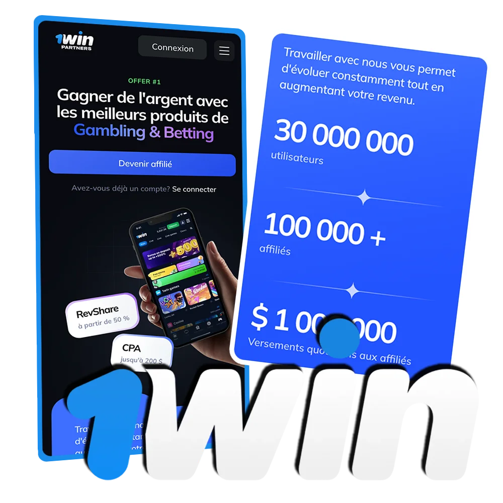 Rejoignez le programme d’affiliation 1Win et gagnez de l’argent.
