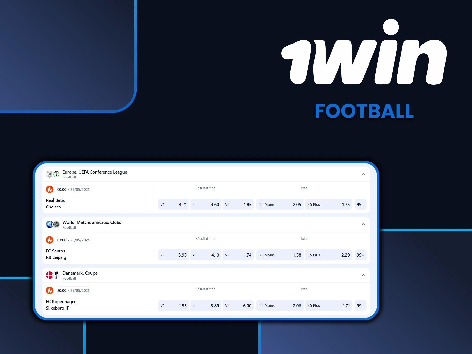 Le football est idéal pour parier sur 1win.