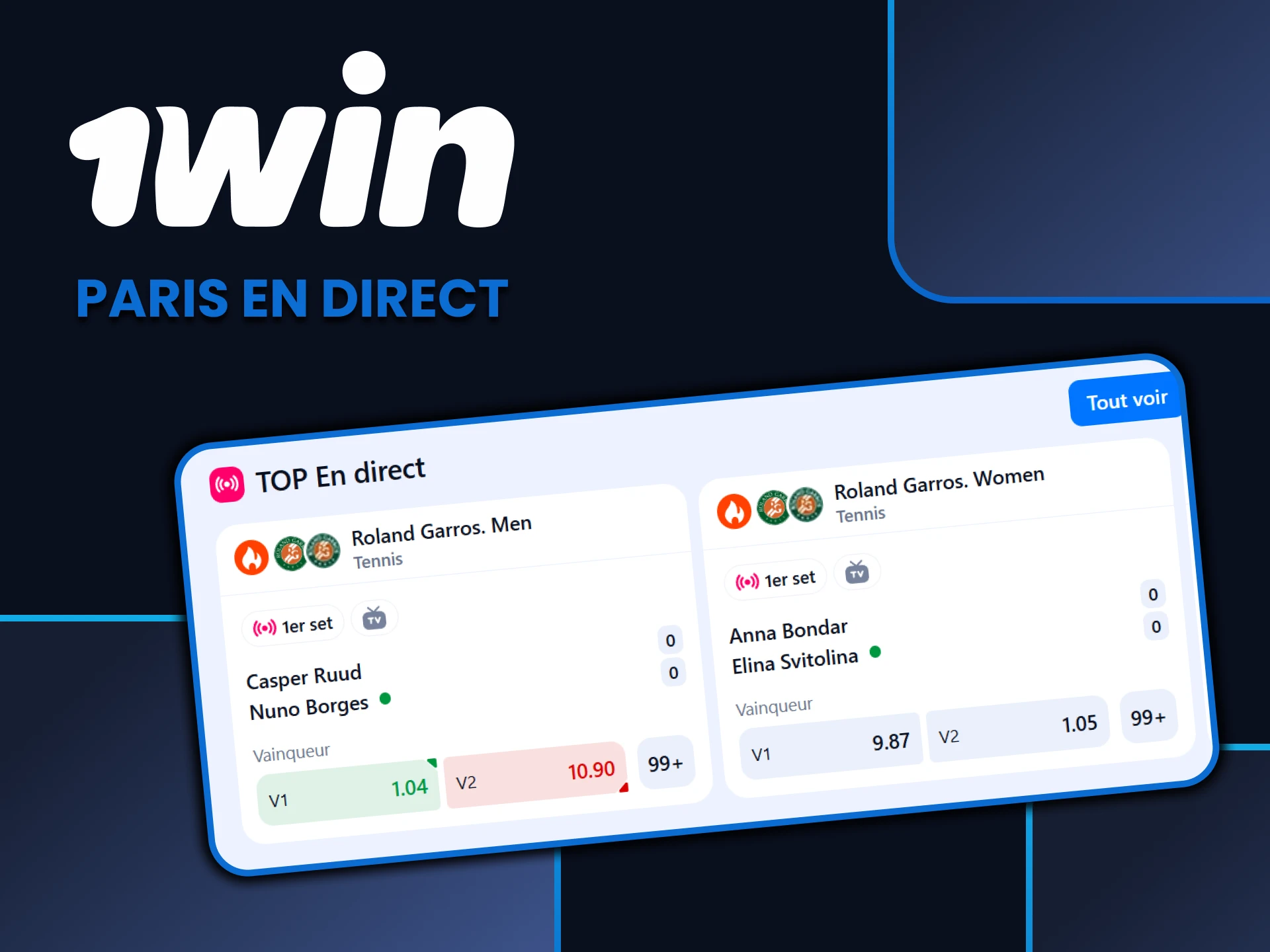 Choisissez des événements sportifs en direct pour parier sur 1win.