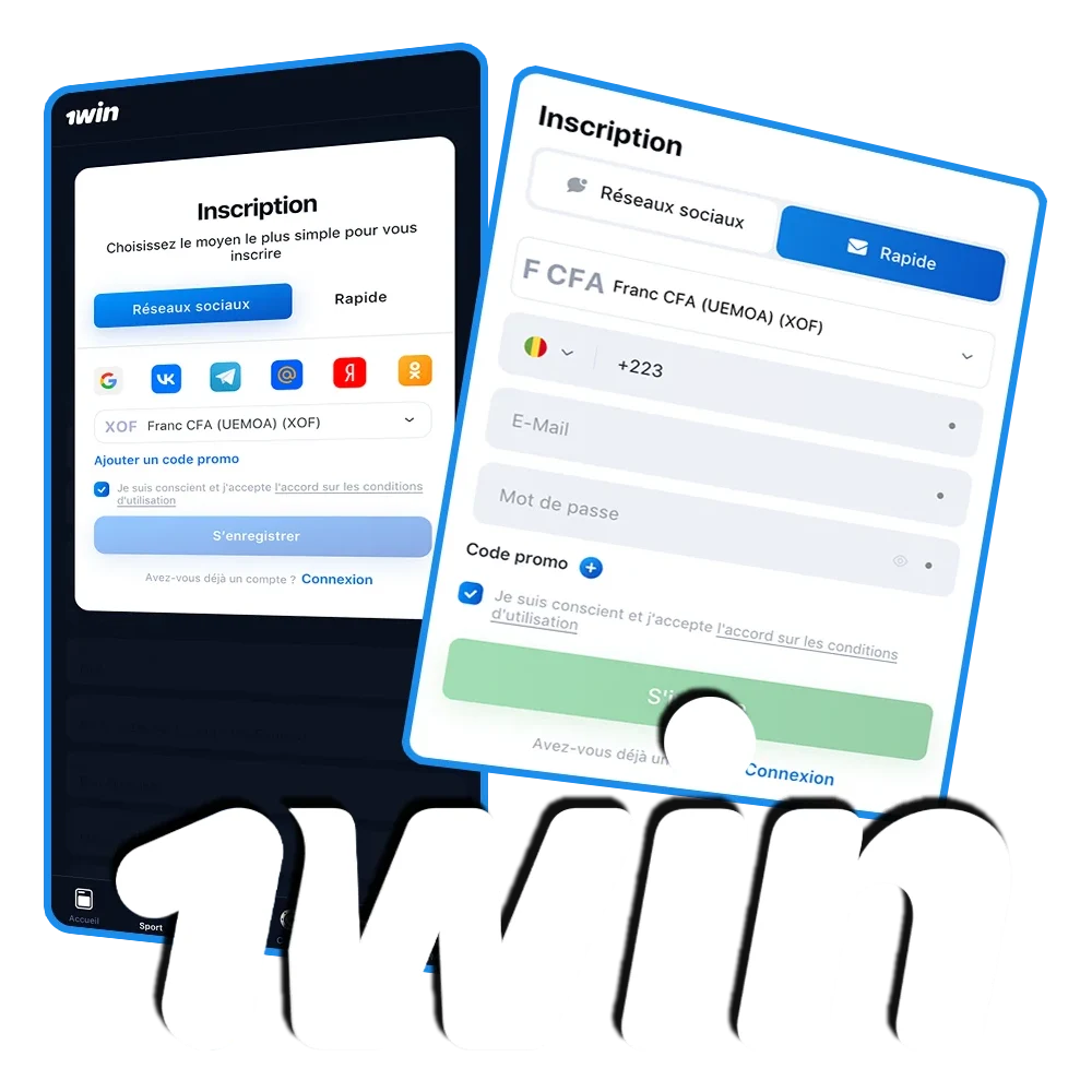 Créez votre compte et inscrivez-vous facilement sur 1Win.