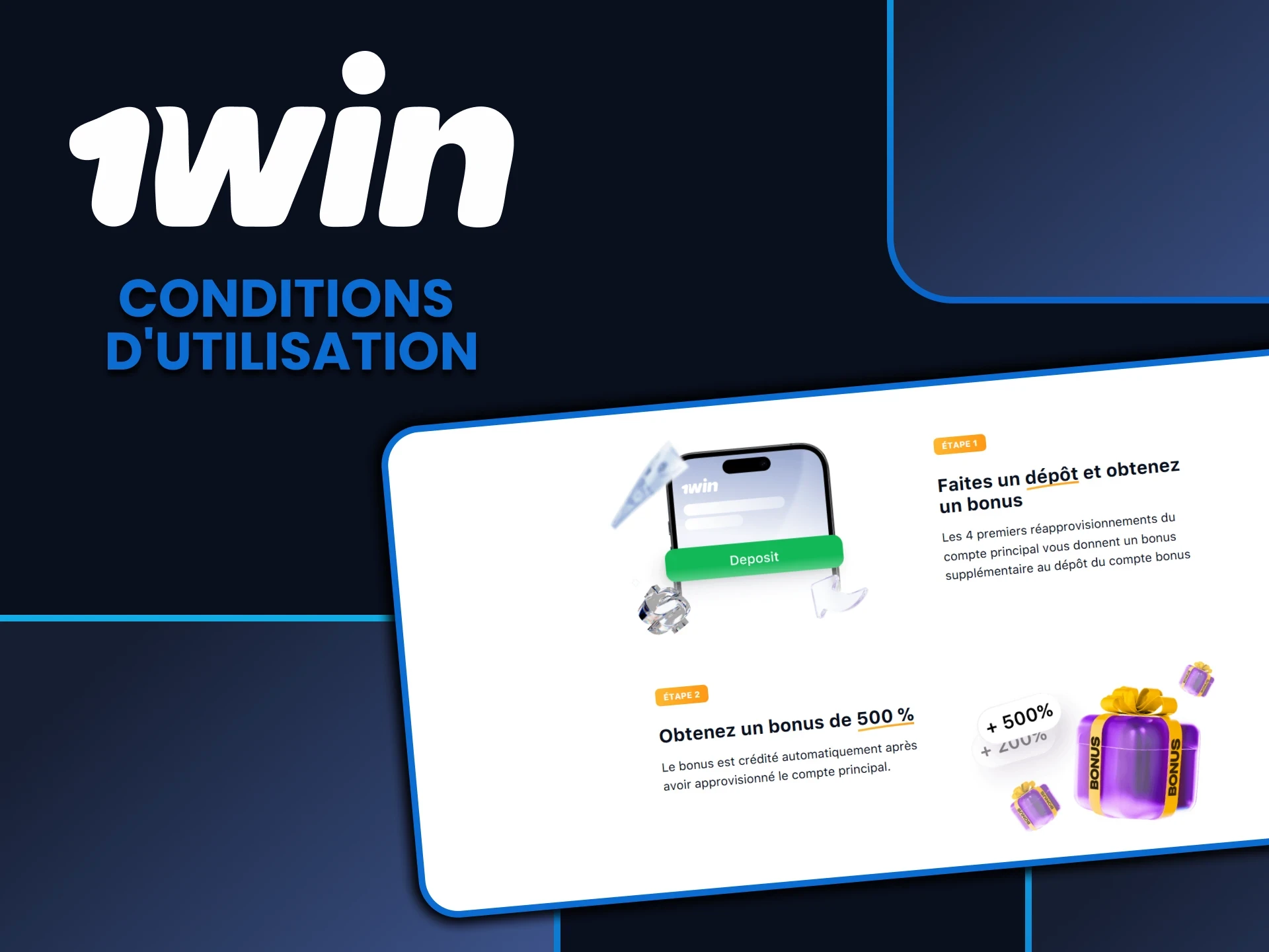 Assurez-vous d'étudier les conditions des bonus 1win.